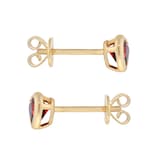 Goldsmiths 9ct Yellow Gold 4mm Rubover Garnet Heart Stud Earrings