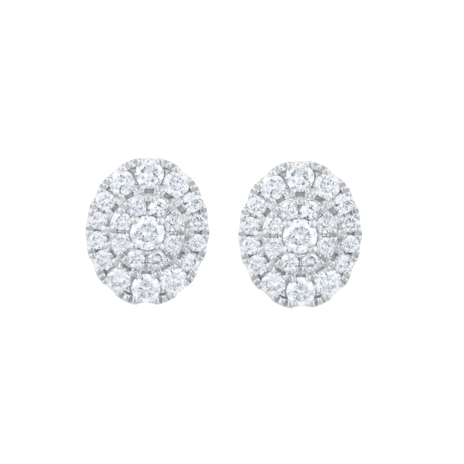 Goldsmiths 9ct White Gold 0.40cttw Diamond Oval Shape Cluster Stud Earrings