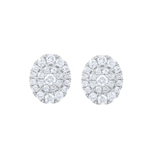 Best Luxury 
9ct White Gold 0.40cttw Diamond Oval Shape Cluster Stud Earrings