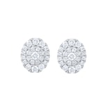 Goldsmiths 9ct White Gold 0.40cttw Diamond Oval Shape Cluster Stud Earrings