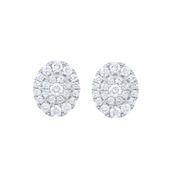 12153633 - 9ct White Gold 0.40cttw Diamond Oval Shape Cluster Stud Earrings