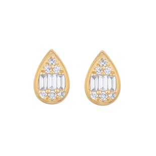 Best Luxury 
9ct Yellow Gold 0.15cttw Diamond Pear Shape Cluster Stud Earrings