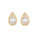 Goldsmiths 9ct Yellow Gold 0.15cttw Diamond Pear Shape Cluster Stud Earrings