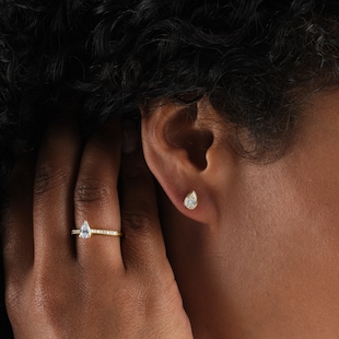 Best Luxury 
9ct Yellow Gold 0.15cttw Diamond Pear Shape Cluster Stud Earrings