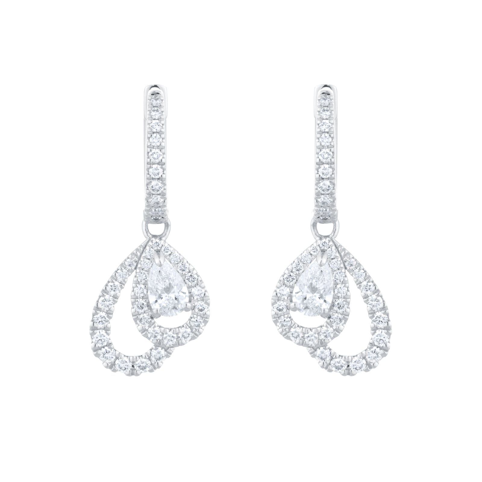 Mappin & Webb Amelia 18ct White Gold 1.10cttw Pear Spiral Drop Earrings