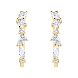 12153642 - Riveret 18ct Yellow Gold 1.00cttw Mixed Cut Diamond Hoop Earrings