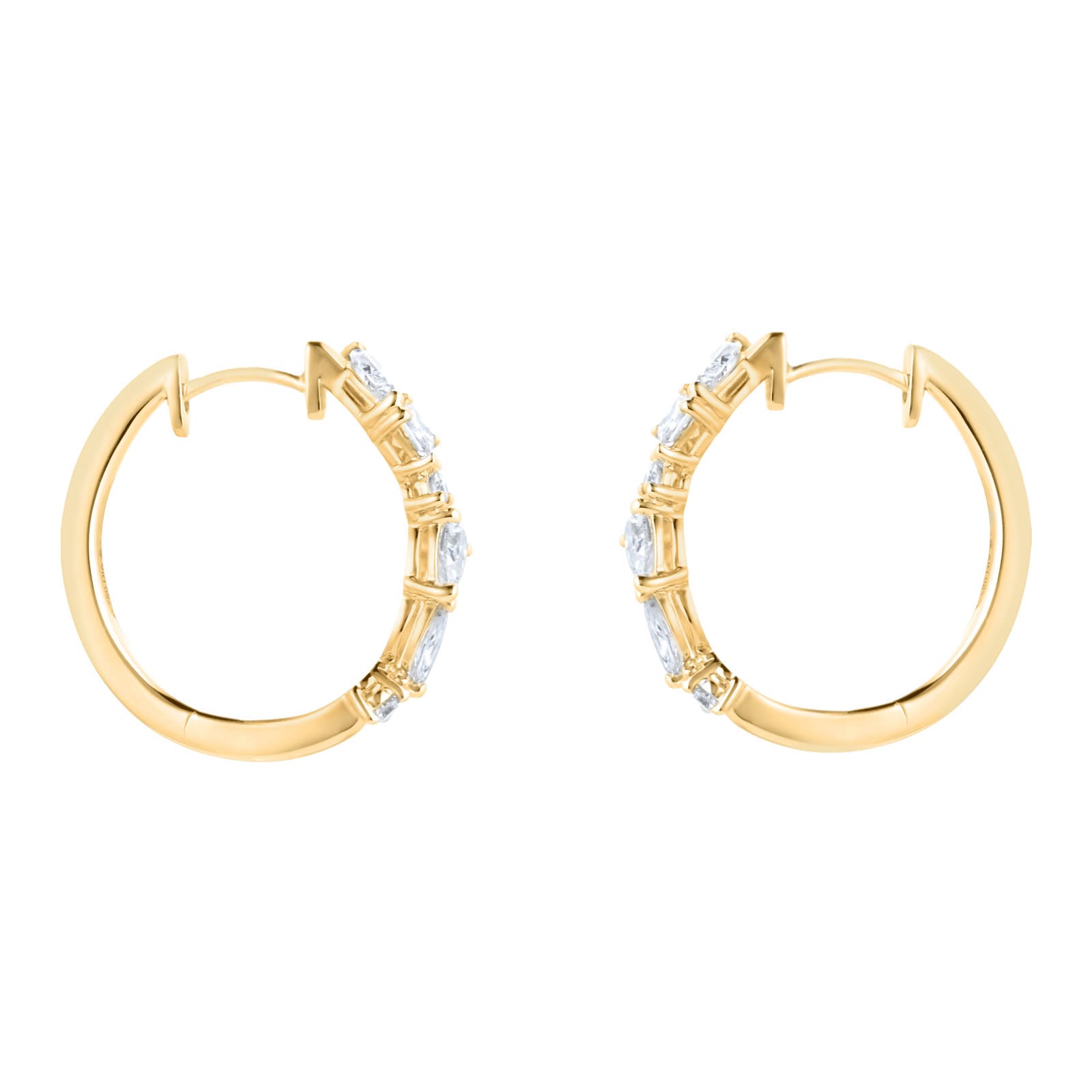 Mappin & Webb Riveret 18ct Yellow Gold 1.00cttw Mixed Cut Diamond Hoop Earrings