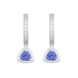 12153643 - 18ct White Gold Tanzanite & 0.33cttw Diamond Drop Earrings