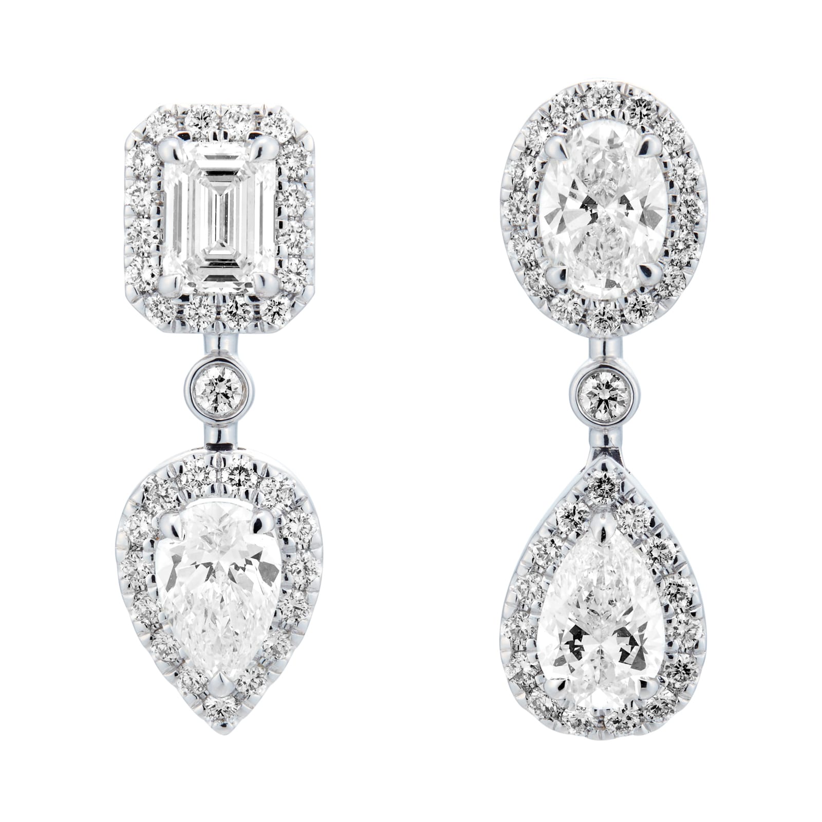 Mappin & Webb Amelia 18ct White Gold 2.90cttw Diamond Drop Earrings