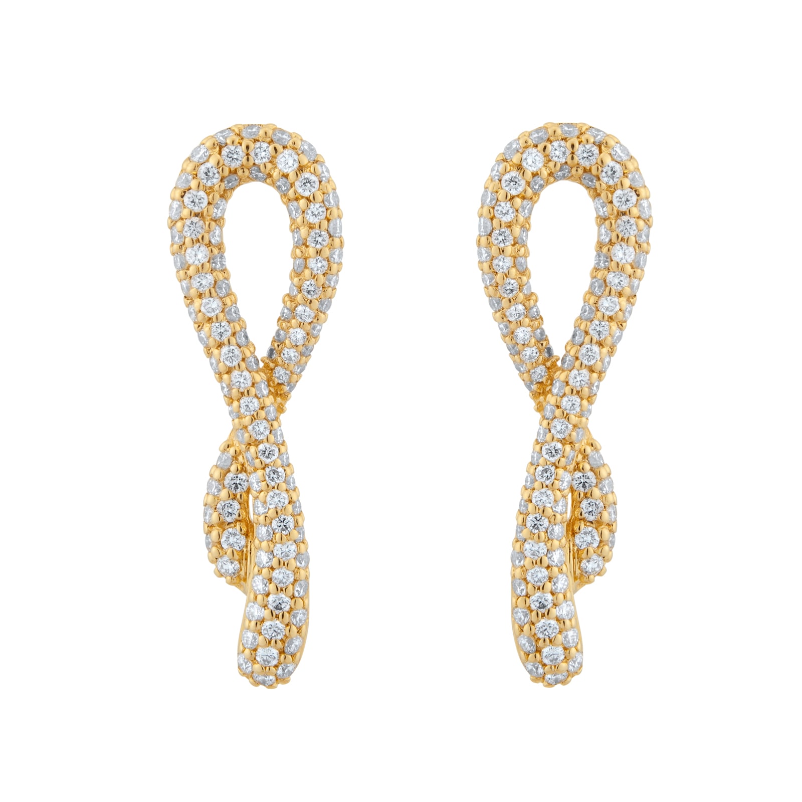 Mappin & Webb Libretto 18ct Yellow Gold 1.31cttw Diamond Pave Knot Earrings Mappin & Webb Libretto 18ct Yellow Gold 1.31cttw Diamond Pave Knot Earrings