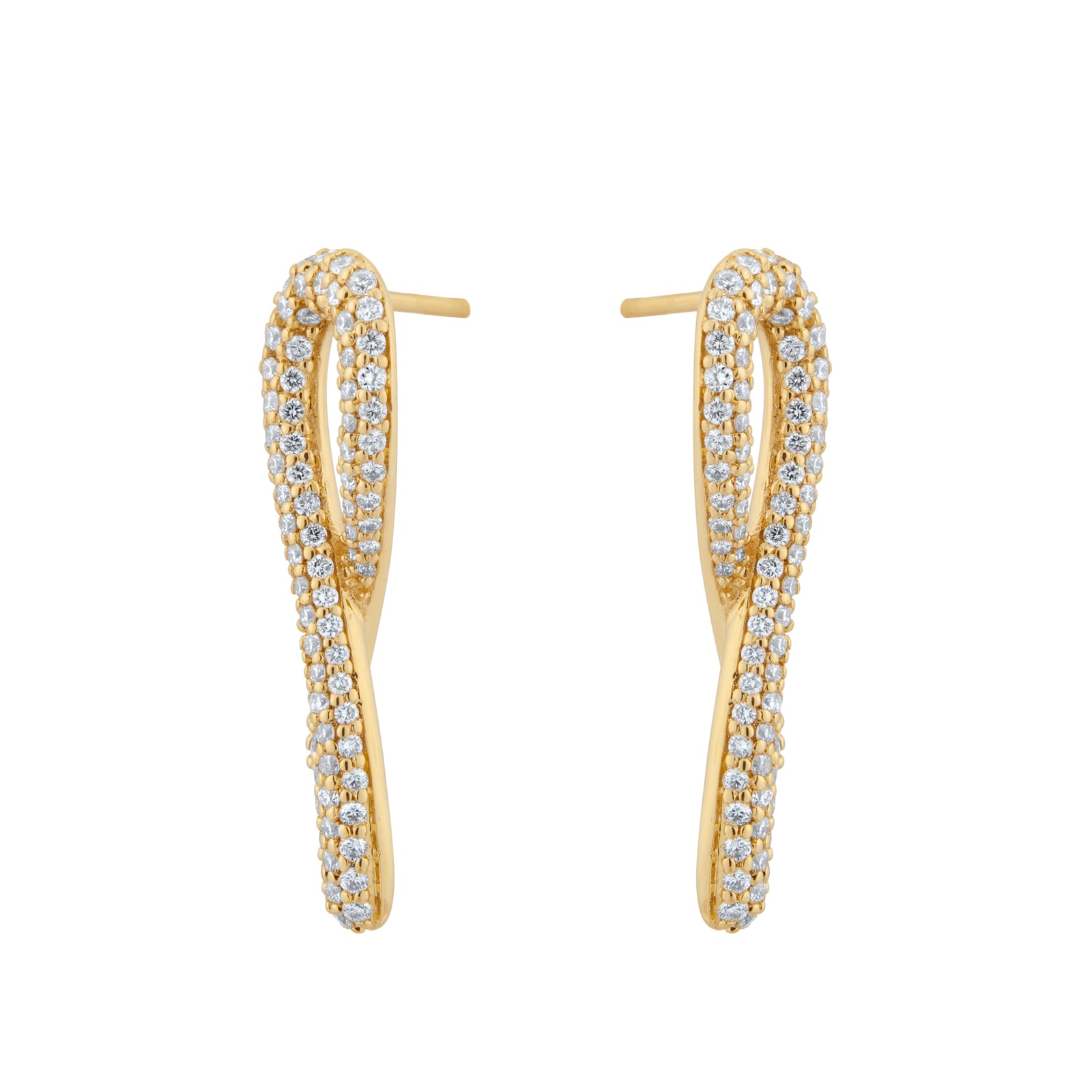 Mappin 
Webb Libretto 18ct Yellow Gold 1.31cttw Diamond Pave Knot Earrings
