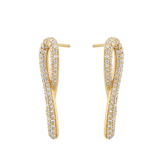 Mappin 
Webb Libretto 18ct Yellow Gold 1.31cttw Diamond Pave Knot Earrings
