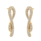 Mappin & Webb Libretto 18ct Yellow Gold 1.31cttw Diamond Pave Knot Earrings