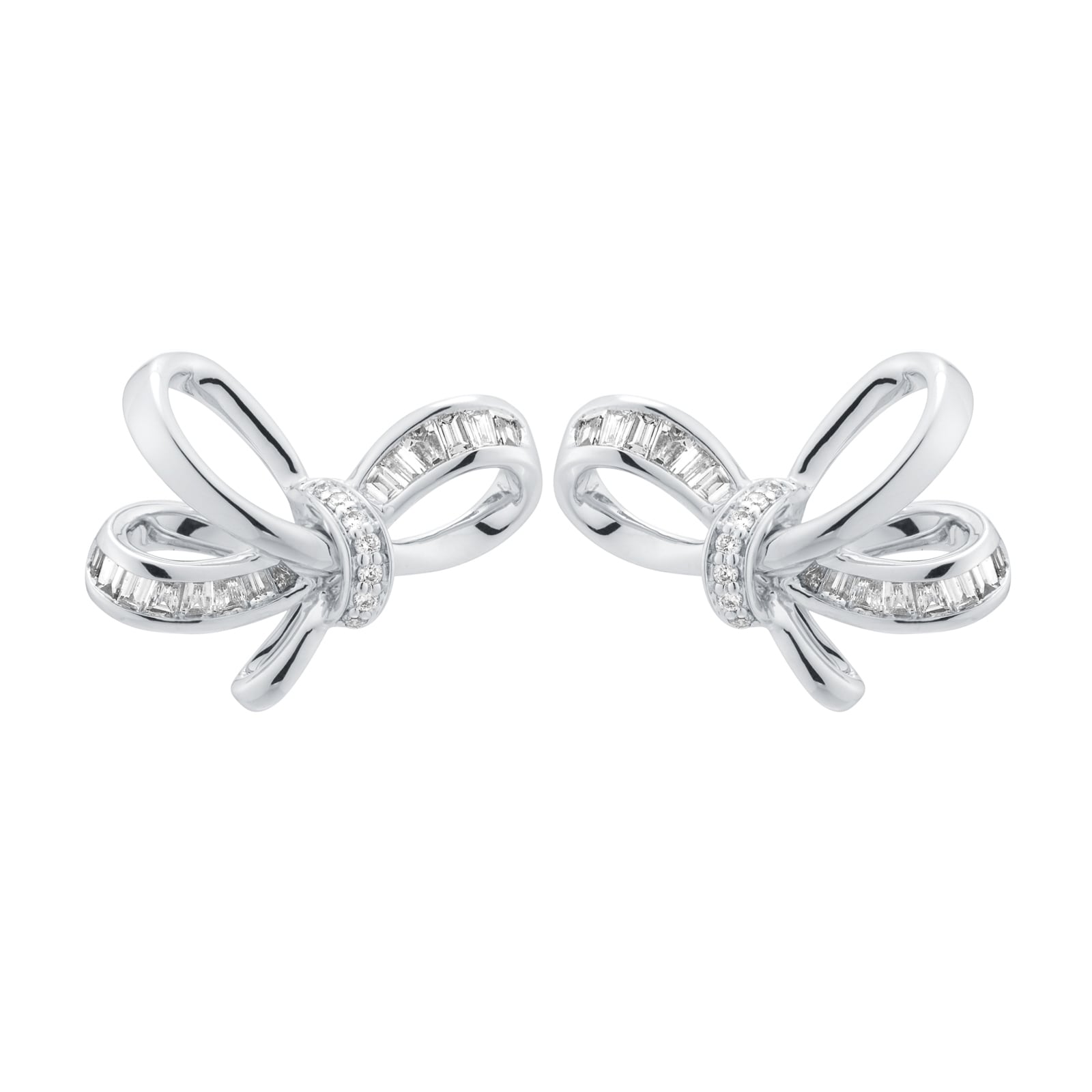 Mappin & Webb 18ct White Gold 0.58cttw Diamond Bow Stud Earrings