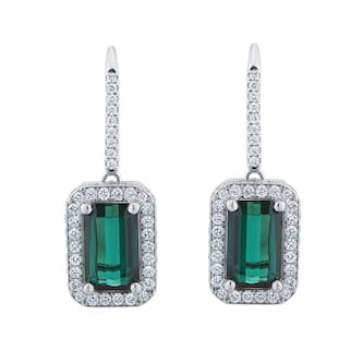 Mappin 
Webb 18ct White Gold 4.61cttw Green Tourmaline 
1.34cttw Diamond Earrings