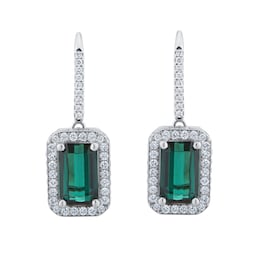 12153650 - 18ct White Gold 4.61cttw Green Tourmaline & 1.34cttw Diamond Earrings
