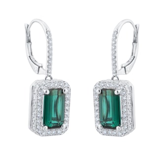 Mappin 
Webb 18ct White Gold 4.61cttw Green Tourmaline 
1.34cttw Diamond Earrings