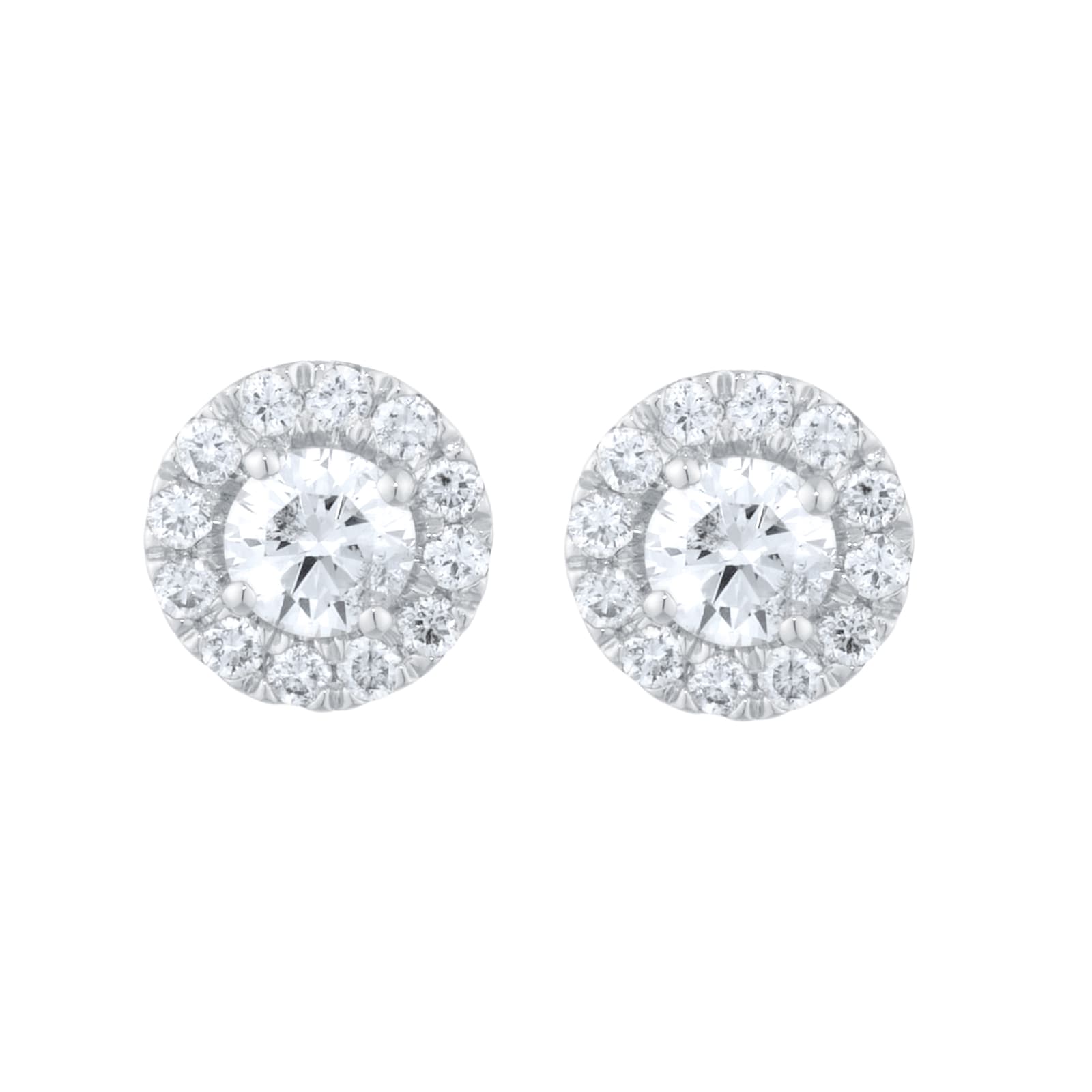 Goldsmiths 9ct White Gold 0.40cttw Brilliant Cut Diamond Halo Stud Earrings