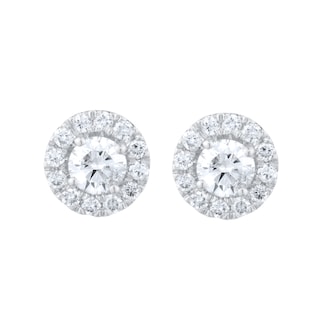 Goldsmiths 9ct White Gold 0.40cttw Brilliant Cut Diamond Halo Stud Earrings