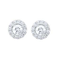 12153651 - 9ct White Gold 0.40cttw Brilliant Cut Diamond Halo Stud Earrings