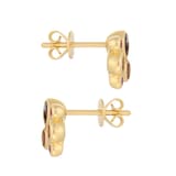 Goldsmiths 18ct Yellow Gold Ruby Garnet and Pink Tourmaline Bezel Set Stud Earrings