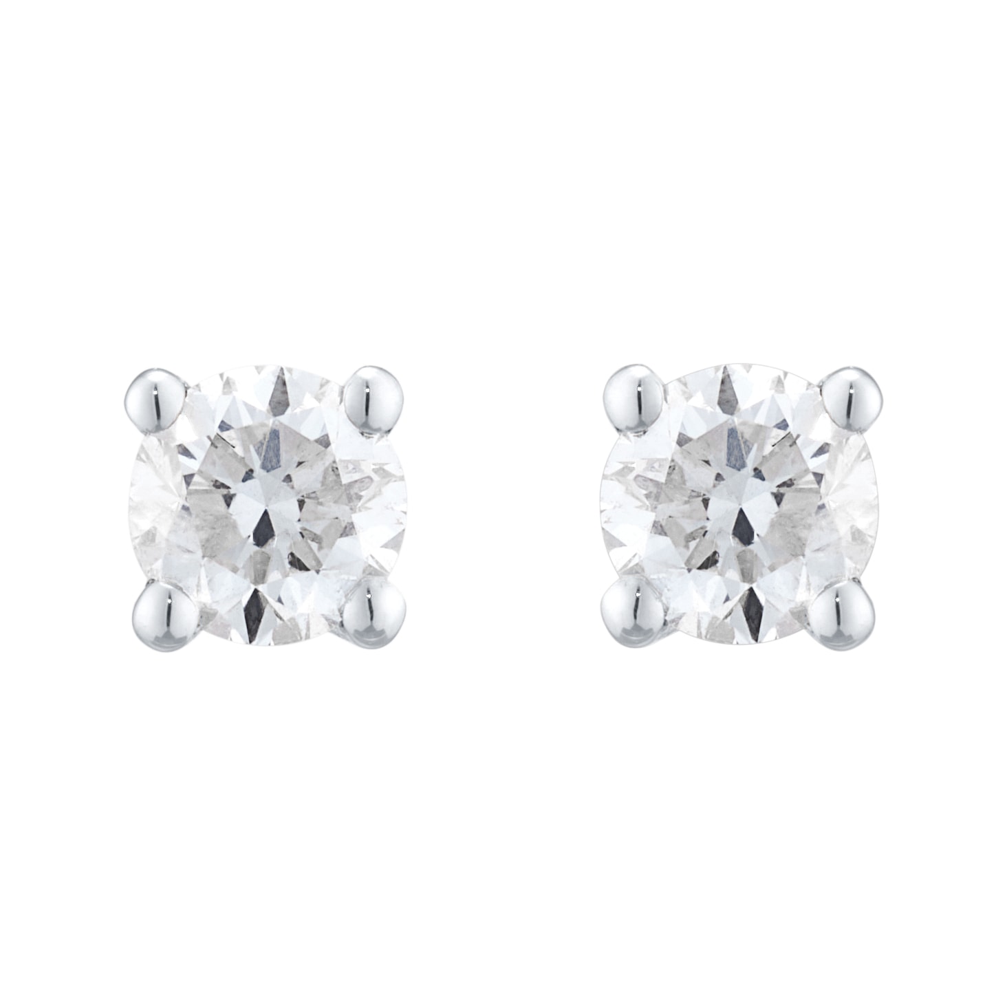 Goldsmiths 9ct White Gold 0.40cttw Brilliant Cut Diamond Solitaire Stud Earrings Goldsmiths 9ct White Gold 0.40cttw Brilliant Cut Diamond Solitaire Stud Earrings