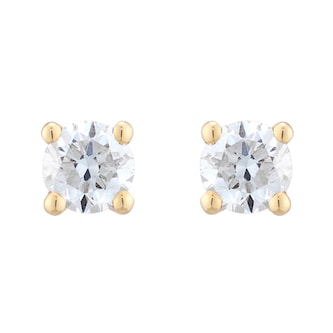 Goldsmiths 9ct Yellow Gold 0.40cttw Brilliant Cut Diamond Solitaire Stud Earrings