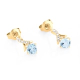 Best Luxury 
9ct Yellow Gold Cushion Cut Blue Topaz and Diamond Stud Earrings
