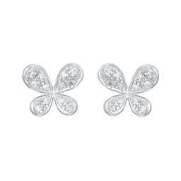 12153659 - 9ct White Gold 0.10cttw Diamond Butterfly Stud Earrings