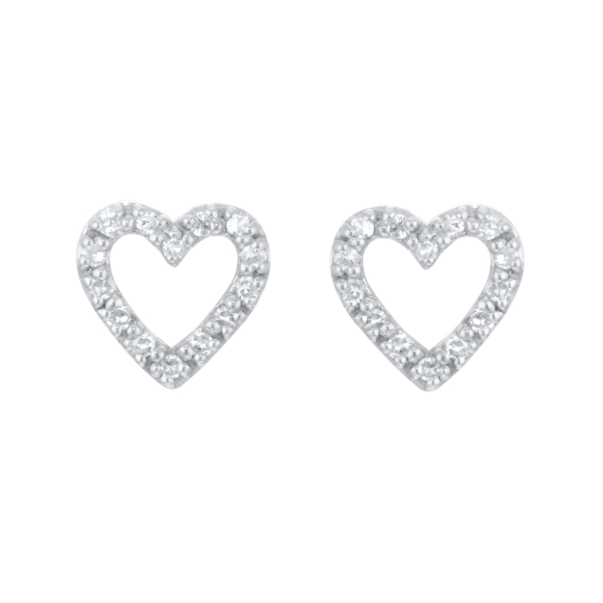 Best Luxury 
9ct White Gold 0.07cttw Diamond Heart Studs