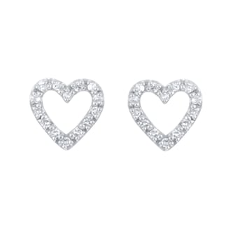 Goldsmiths 9ct White Gold 0.07cttw Diamond Heart Studs
