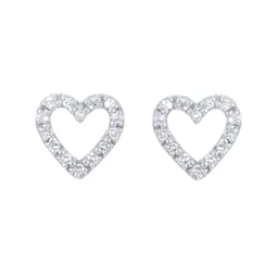 12153660 - 9ct White Gold 0.07cttw Diamond Heart Studs