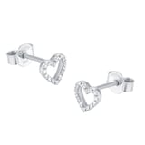 Goldsmiths 9ct White Gold 0.07cttw Diamond Heart Studs