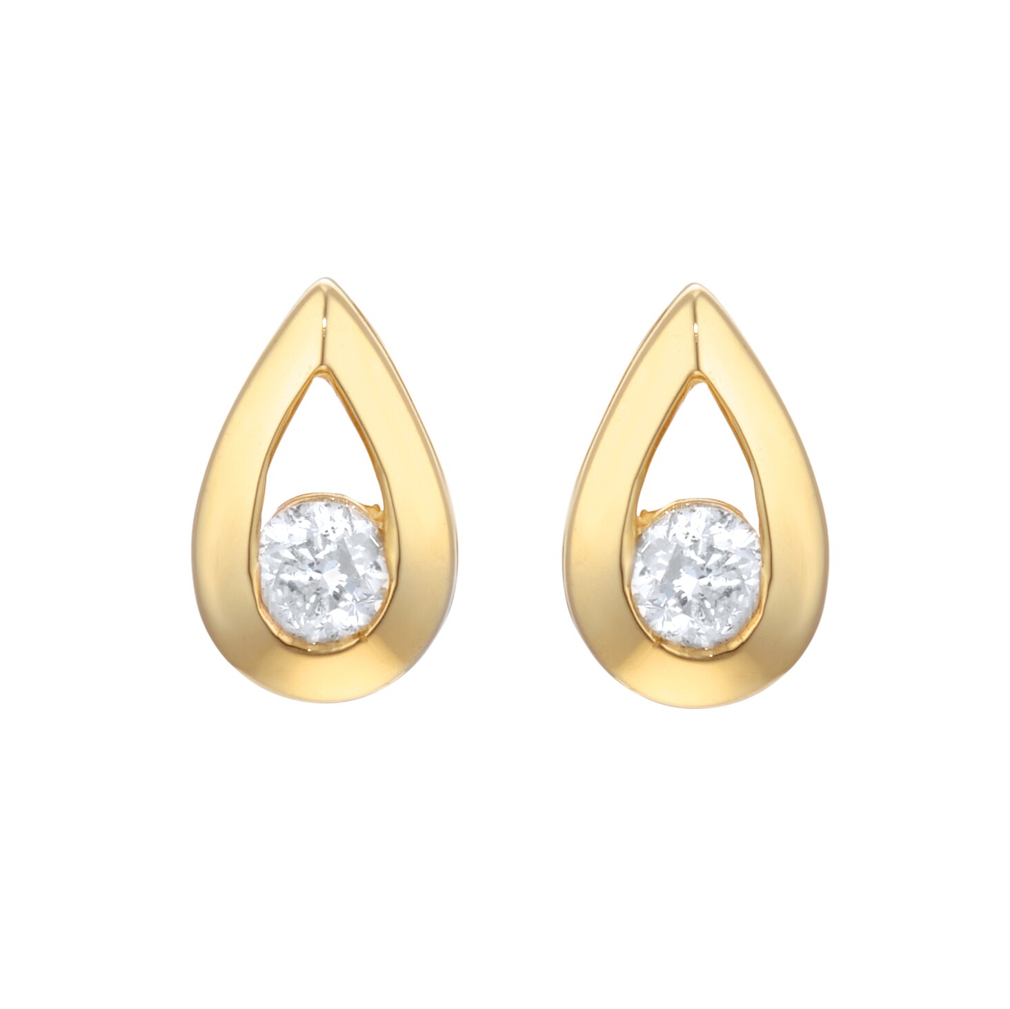 Goldsmiths 9ct Yellow Gold 0.25cttw Diamond Tear Drop Stud Earrings