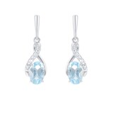 Best Luxury 
9ct White Gold Oval Cut Blue Topaz and Diamond Drop Earrings