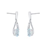 Best Luxury 
9ct White Gold Oval Cut Blue Topaz and Diamond Drop Earrings