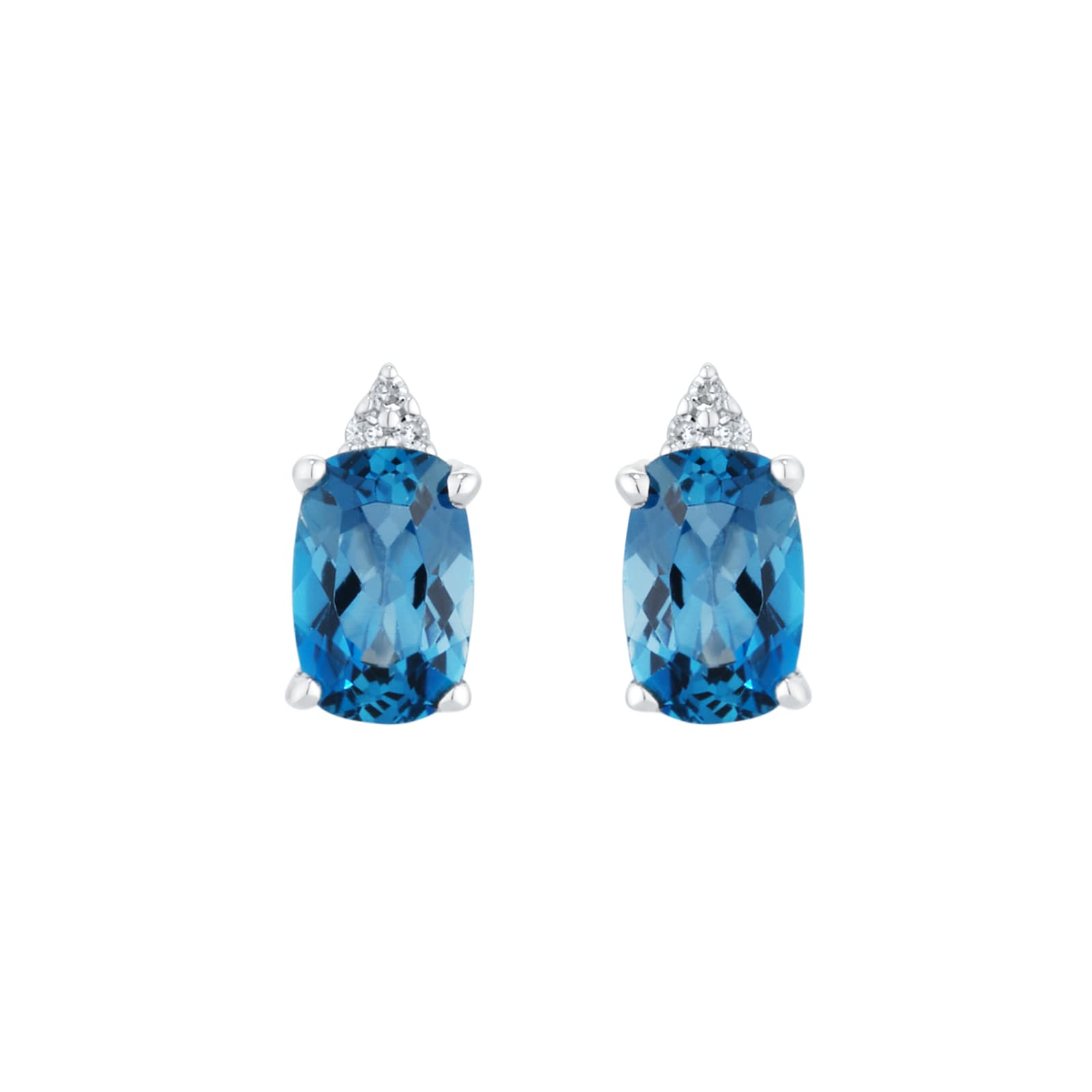 Best Luxury 
9ct White Gold Blue Topaz and Diamond Stud Earrings