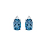 Goldsmiths 9ct White Gold Blue Topaz and Diamond Stud Earrings