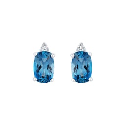 12153664 - 9ct White Gold Blue Topaz and Diamond Stud Earrings