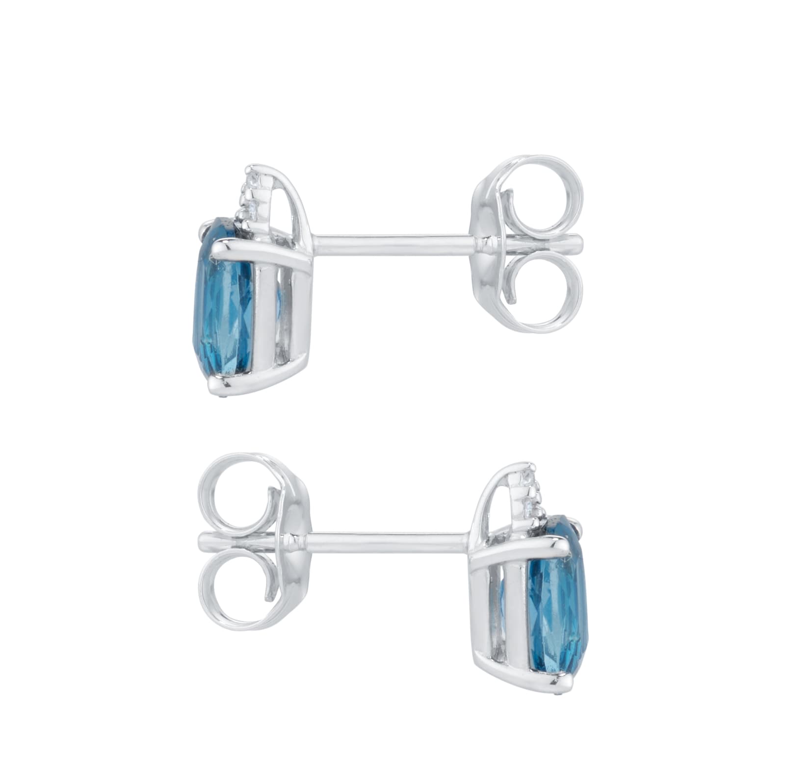 Goldsmiths 9ct White Gold Blue Topaz and Diamond Stud Earrings