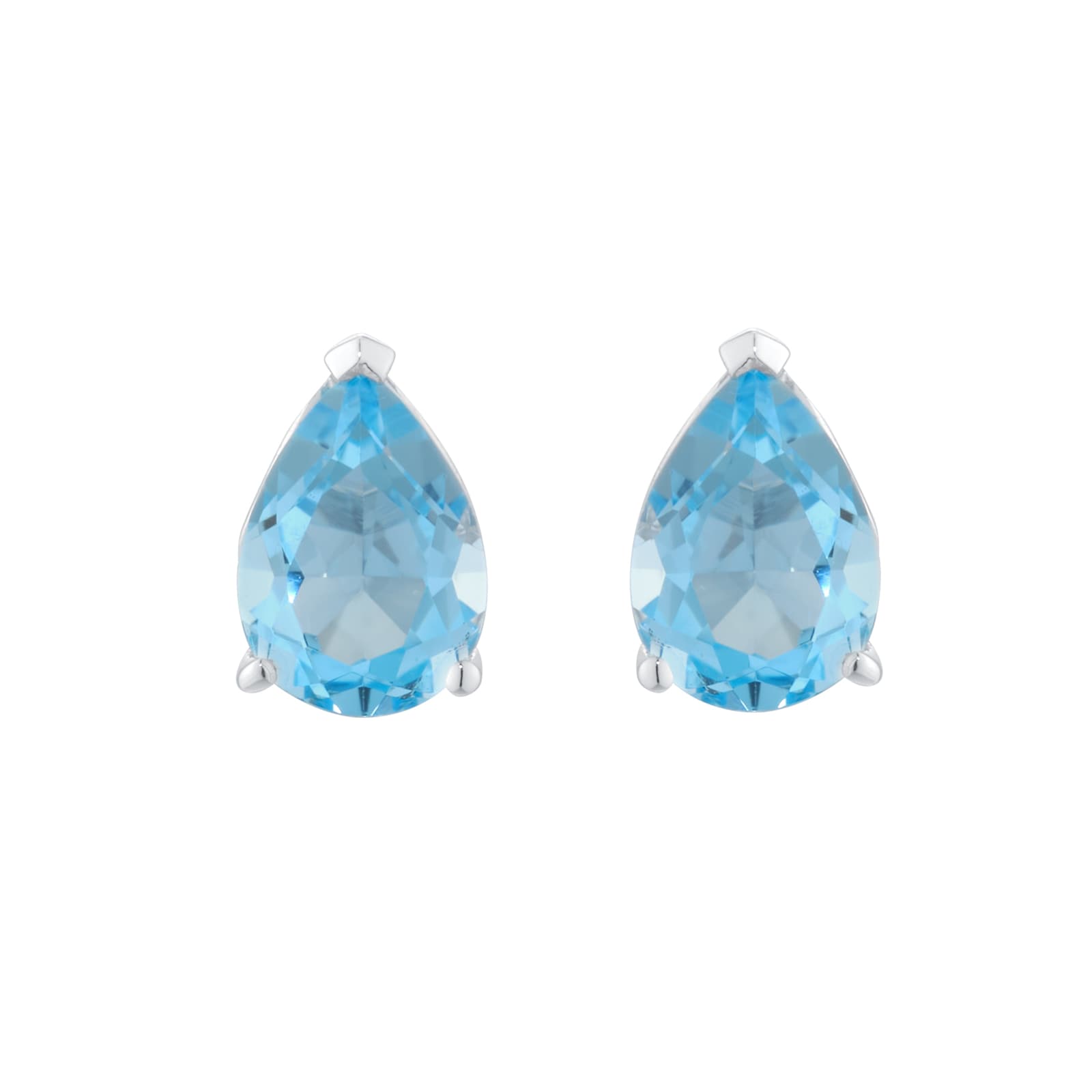 Goldsmiths 9ct White Gold Pear Cut Swiss Blue Topaz Stud Earrings Goldsmiths 9ct White Gold Pear Cut Swiss Blue Topaz Stud Earrings