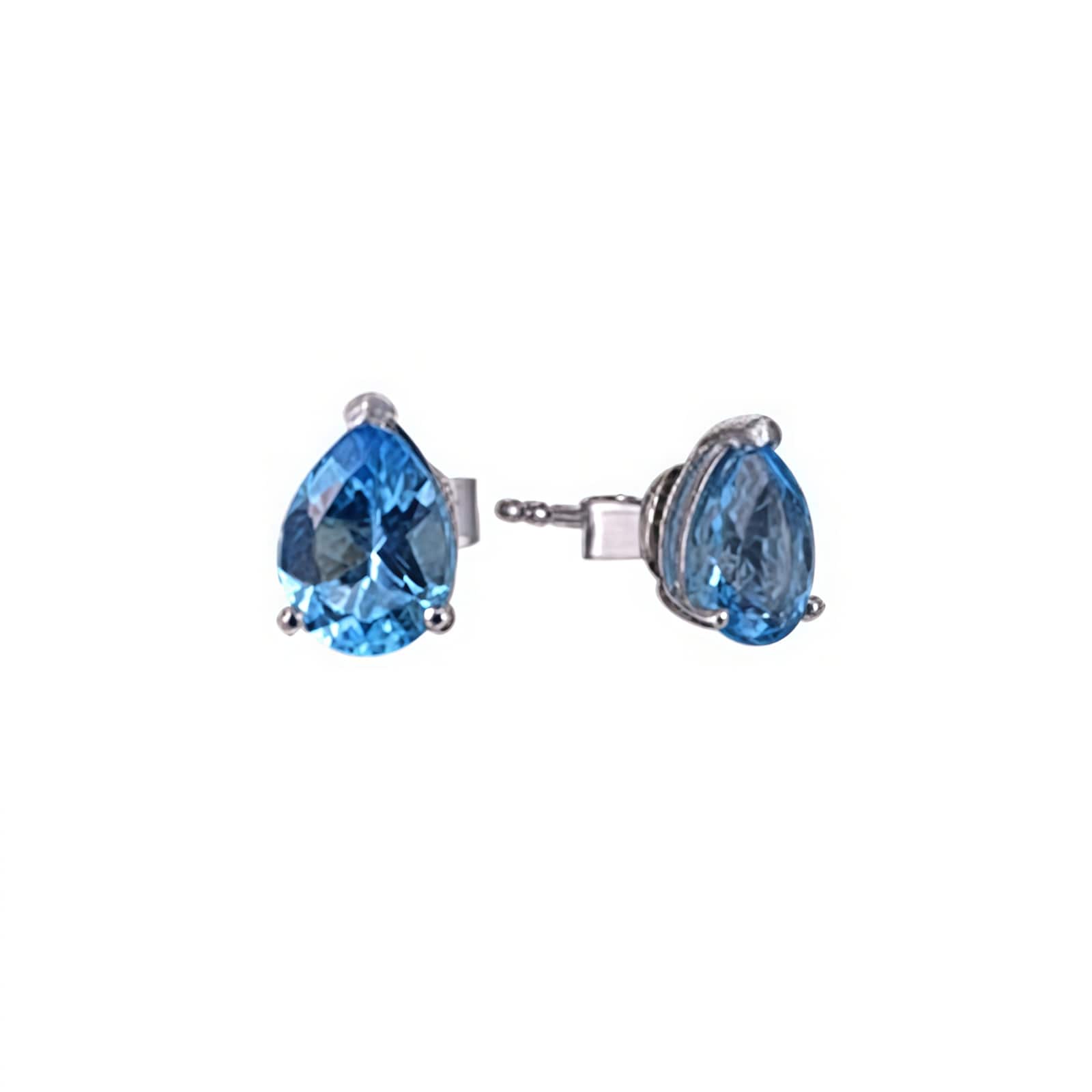 Best Luxury 
9ct White Gold Pear Cut Blue Topaz Stud Earrings