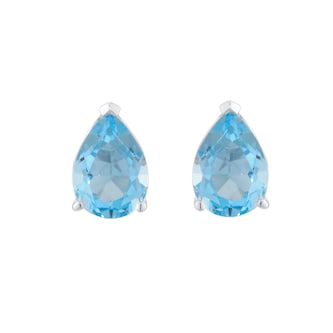 Goldsmiths 9ct White Gold Pear Cut Blue Topaz Stud Earrings
