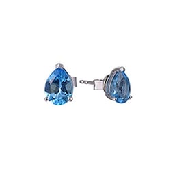12153666 - 9ct White Gold Pear Cut Blue Topaz Stud Earrings