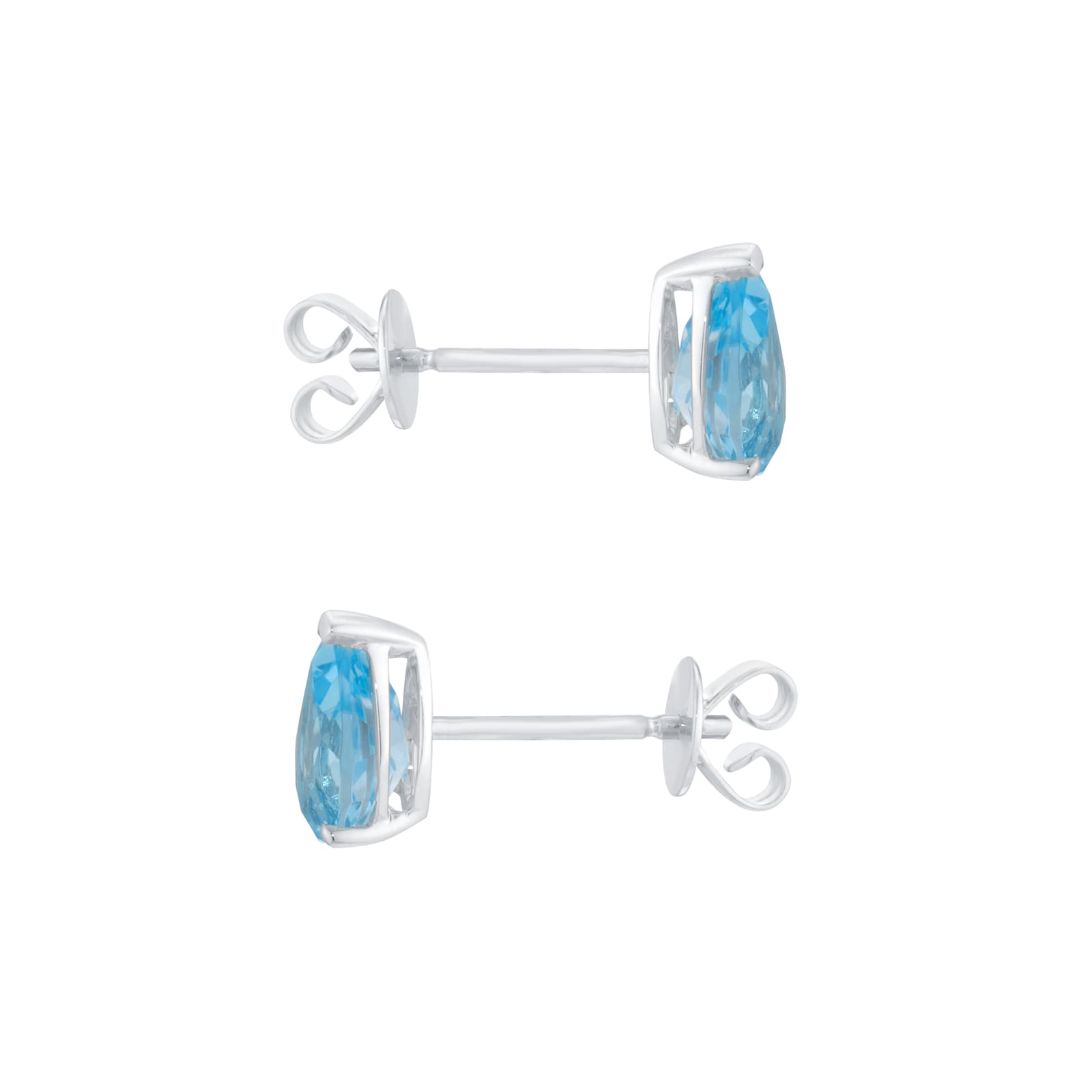 Goldsmiths 9ct White Gold Pear Cut Blue Topaz Stud Earrings