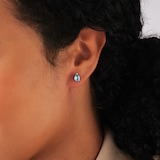Goldsmiths 9ct White Gold Pear Cut Swiss Blue Topaz Stud Earrings