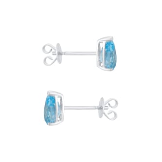 Goldsmiths 9ct White Gold Pear Cut Swiss Blue Topaz Stud Earrings