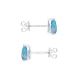 Goldsmiths 9ct White Gold Pear Cut Swiss Blue Topaz Stud Earrings
