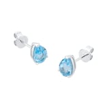 Goldsmiths 9ct White Gold Pear Cut Swiss Blue Topaz Stud Earrings