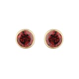 Goldsmiths 9ct Yellow Gold Garnet Birthstone Stud Earrings